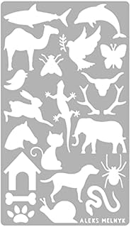 Aleks Melnyk #8 Metal Stencils, Small Animals, Woodland, Kit 1 PCS, Templates for Wood Burning, Engraving, Crafting, Bullet Journaling, Scrapbook, Wild Animals, Dog, Cat, Elephant, Dolphin, Butterfly