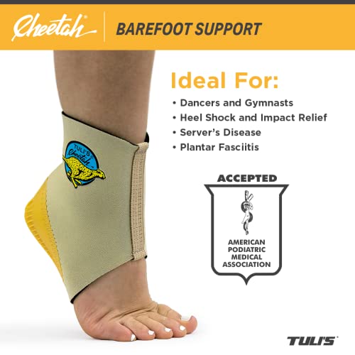 Image of Tuli's Cheetah Heel Cup with Compression Sleeve for Sever's Disease and Heel Pain for Gymnasts and Dancers, X-Small, 1 Pair
