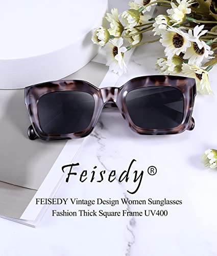 Feisedy Classic Women Sunglasses Fashion Thick Square Frame Uv400 B2471 #TOP6