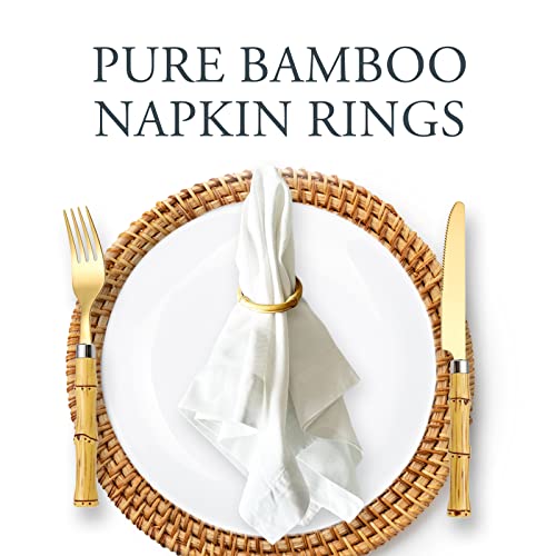 20-Piece Bamboo Style Flatware Set With Napkin Rings For Dining & Entertaining, Gold Plated Stainless Steel Forks Knives Spoons For Kitchen & Dining — Tableware Cutlery And Utensils Set For 4 People #TOP5