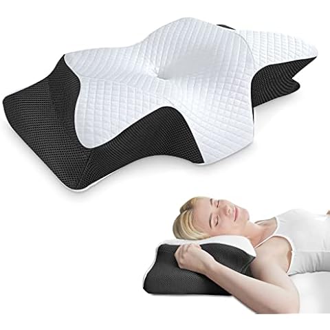 SAHEYER Cervical Memory Foam Pillow,Ergonomic Contour Pillows for Neck and Shoulder Pain Relief Orthopedic Neck Pillow for Side,Back and Stomach Sleepers (Black) Cover
