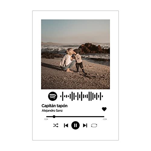 Cuadro Spotify Personalizado 20x30 cartón Pluma y Colgador de Aluminio.Placa Spotify para Decorar. Lámina Spotify fotográfica con cartón Pluma.