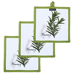 AMOUR INFINI Pot Holders Heat Resistant Cotton Set of 3 Nonslip 8"x8" Inch Hot Pads for Kitchen, BBQ, Baking & Cooking with Hanging Loops (Herb Garden) AMOUR INFINI Pot Holders Heat Resistant Cotton Set of 3 Nonslip 8×8 Inch Hot Pads for Kitchen BBQ Baking Cooking with Hanging Loops Herb Garden