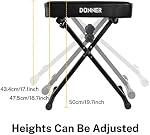 Donner Banc pour piano, porte-clés réglable Fauteuil amovible Fauteuil pliable Siège X-Style, 2.4 Épaisseur de pouce Éponge haute densité rembourrée, conception non-kide, noir