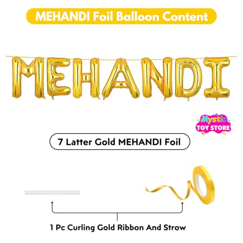 Image of Mehandi Banner Gold for Wedding Home Boys Girls Men Women Foil Balloon Decoration Decor Celebration Golden
