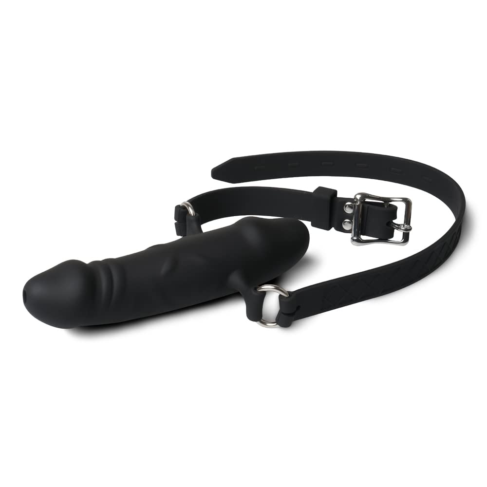 Bondage Masters Penis Gag Double Penis Extended Pecker Gag, Full Silicone, Lockable