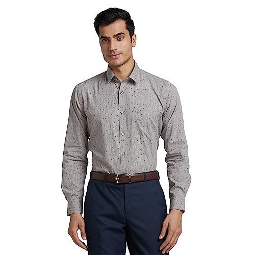 Image of Raymond Men's Pure Cotton Print Pattern Slim Fit Regular Collar Full Sleeve Casual Shirt