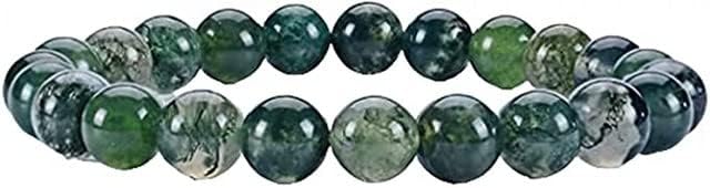YONKU 10mm Moss Agate Beaded Yoga Chakra Bracelets For Women, Men, and Teens - Round Beads 7" Beaded Yoga Chakra Bracelet YO-BRACE-6651
