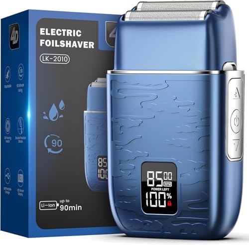 Foil Shavers for Men, Upgraded Blades Electric Razor with 3 Adjustable Speeds, Type-C Rechargeable, IPX7 Waterproof, Electric Shavers for Men Face Use Travel Home(Blue)