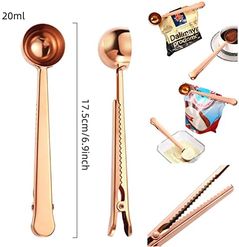 Measuring Spoons and Measuring Cups Set of 19pcs ,TBSP Copper Measuring Spoons Set with Leveler Scoop/Clip Spaghetti Measurer for Baking, Liquid and Solid (Rose Gold Color)