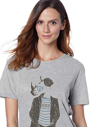 Camiseta Estampada Rinoceronte, Joss, Feminino, Cinza, M