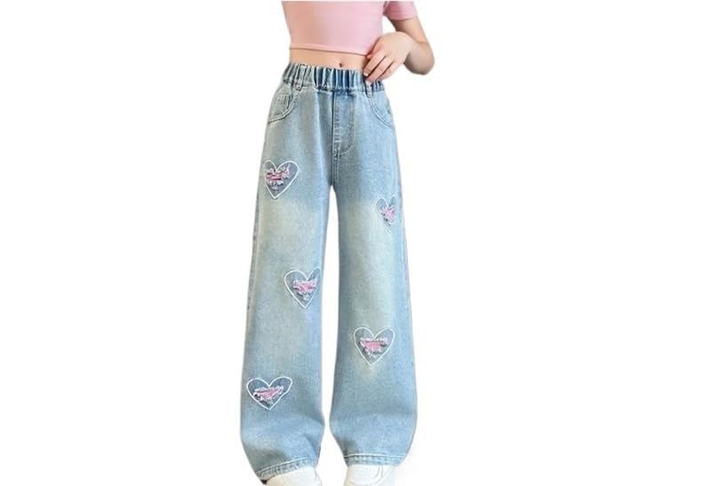 Vaqueros largos de mezclilla de verano for niñas, corte clásico ajustado, elásticos, suaves, cómodos for jugar, ligeros, ajustados, con diseño de pierna recta.