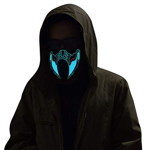 Kampeaburr masque de Cosplay activé par la voix lumière masque de musique masque LED pour femmes homme enfants Gigts Bandanna masque chaud Costumes fête (Machine blood) Cover
