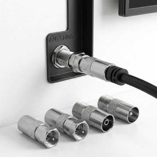 msymsyu Zestaw 12 sztuk złączek F, łącznik kabla antenowego, adapter kabla antenowego srebrny, łącznik kabla koncentrycznego do telewizji kablowej, satelitarnej, internetu, łącznik kabla satelitarnego