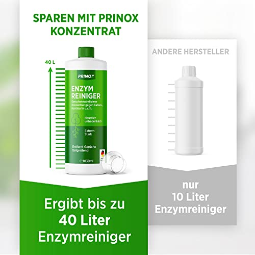 Enzymreiniger Konzentrat 1030ml XXL SET inkl. Mischflasche - STARKER GERUCHSENTFERNER - Ergibt bis zu 40L Geruchsneutralisierer - Beseitigt Hundeurin, Katzenurin Geruch tiefgreifend uvm. I Made in DE