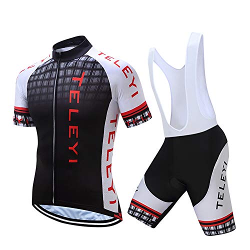 Shenshan Men's Summer Short Sleeve Cycling Set MTB Bike Clothing Bicycle Jerseys Bib Shorts Suit Black White 4XL