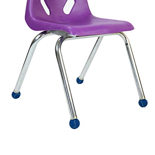 Image of Bouncyband Fuzzy Feet School Chair Glides, Blue, Pack of 48 - Works with Most School Chairs with a Leg Base up to 1.25 inch Diameter - School Chair Feet Covers for Quiet Classrooms and Floor Protection