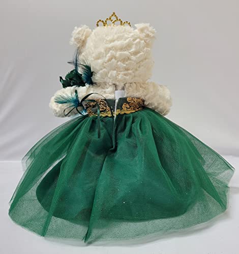 Kinnex Collections Since 1997 12" Quince Anos Teddy Bear With Dress Embroidery Mis 15 Anos (Centerpiece) ~ B09631-33 (Emerald Green) #TOP2