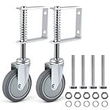 ERKOON 2 Packs Heavy Duty Gate Wheel Spring-Loaded Gate Casters, 3 inch Sliding Gate Wheels for Wooden Gate, Metal Tube Gate, Fence, 200-400lbs Load Capacity (3inch 2PCS)
