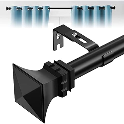 INFLATION Curtain Poles, Matte Black Heavy Duty 158 cm Curtain Rods for Windows, Easy Install Rust Proof Decorative Finials Drapery Rods for Outdoor Patio, Bedroom, Living Room Cover
