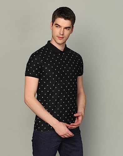 Image of INKKR Men's Printed Polo Neck Half Sleeve Multicolor T-Shirt