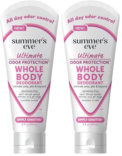 Summer's Eve Blissful Escape Whole Body Deodorant for Women, Aluminum-Free Ultimate Odor Control Cream, 3 Oz
