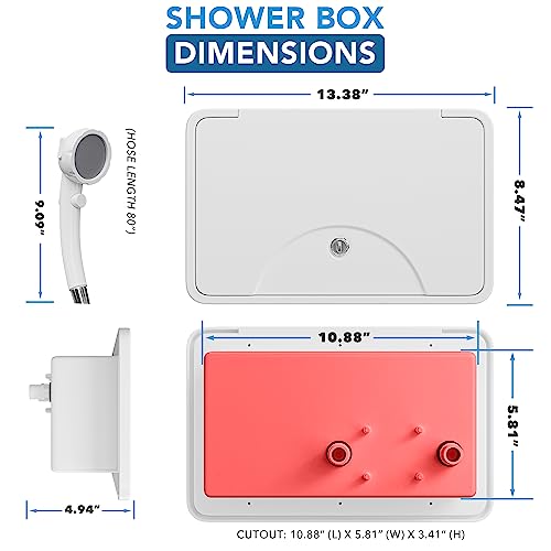 Leisure Coachworks Rv Exterior Shower Box Kit Coiled Hose Camper Trailer Cowboy Shower White #TOP1