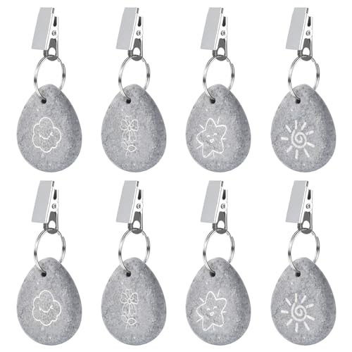 Lot De 8 Poids De Nappe En Pierre Pour L'extérieur Avec Pince En Acier, Poids Lourd Pour Nappe