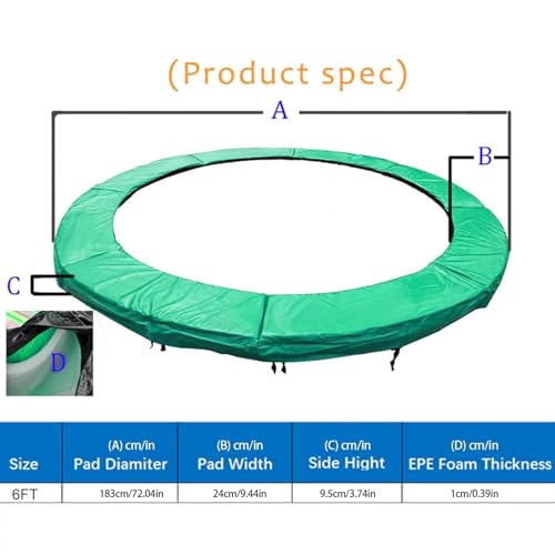 Housse de rechange imperméable 1,8 m pour tapis de saut de trampoline enfant - 6