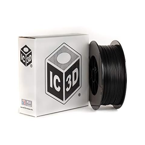 IC3D Black 1.75mm PLA 3D Printer Filament - 2.5kg Spool - Dimensional Accuracy +/- 0.05mm - Professional Grade 3D Printing Filament - Made in USA Cover
