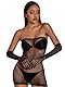 ERO-DOM Erotische Dessous Frau Roter Ouvert Nachtkleid Erotische Fischnetz Dessous Mit Offenem Schritt Und Handschuhe Damen Unterwäsche Erotik Reizwäsche Sexy Nachthemd Catsuit Sexy Spitze