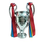 KUNYOS Champions League Trophy Replica, Silver, 3 16cm, 32cm, 44cm, with Red, Yellow and Blue Ribbons, Collectible Gift (32cm)