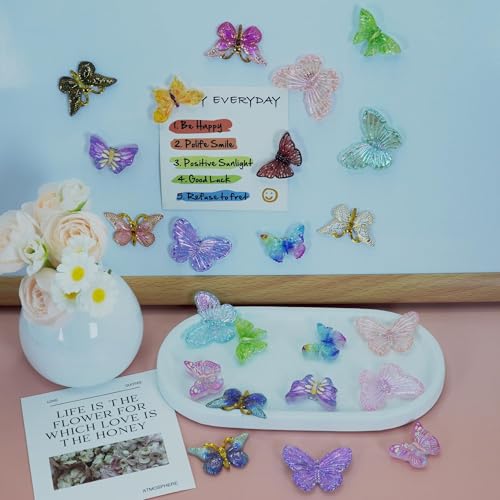 12 Stück Kühlschrankmagnete Schmetterling – Bunte 3D Deko Magnete für Kühlschrank, Whiteboard, Magnettafel, Schule und Büro, kleine Magneten mit schönem Design, süße magnetische Kühlschrankmagnete Set