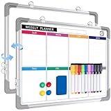 ARCOBIS Weekly Dry Erase Board for Wall, 12' x 16' Magnetic Calendar Whiteboard, Small Hanging Double-Sided White Board for Planning, Memo, to Do List, Drawing, School, Home, Office