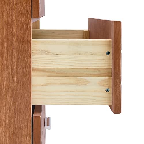 Bikahom Camden Nightstand, Solid Wood Bedside Table, 2 Drawer Mid Century Modern Nightstand With Storage, Small Side End Table, Wooden Bedroom Furniture, Walnut Finish, 1 Nightstand #TOP4