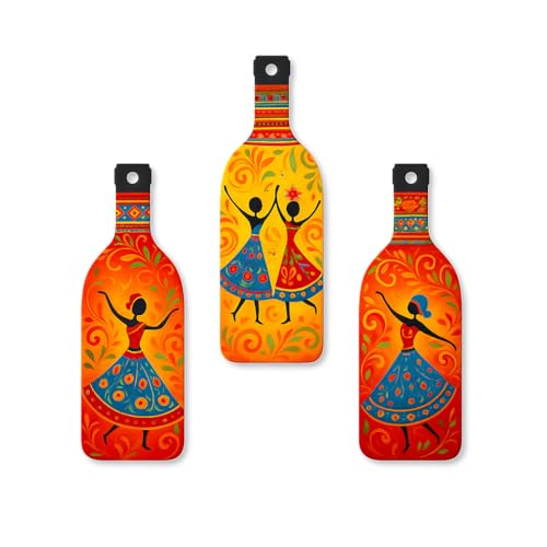 Image of GENXTRA Warli Art Dancing Girls Wooden Wall Hanging for Home Decor | Decoration Items for Home | Art Item for Office | Decorative Mdf Wall Hanging (BH3-04)