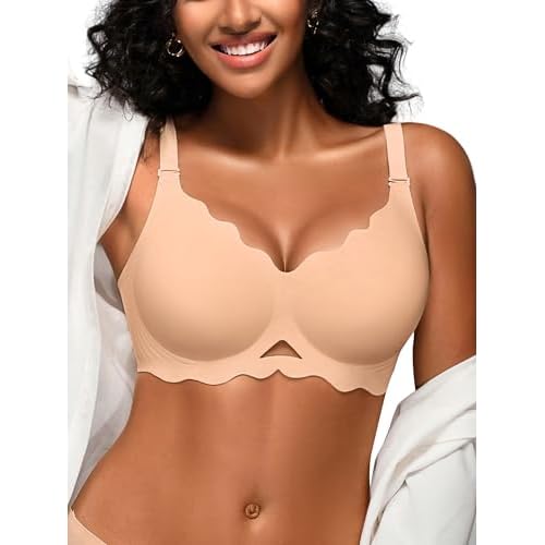 Jelly Bras for Women with Support - S-3XL Wireless Seamless T-Shirt Bra No Underwire Full Coverage Comfort Bralette Skin XX-Large
