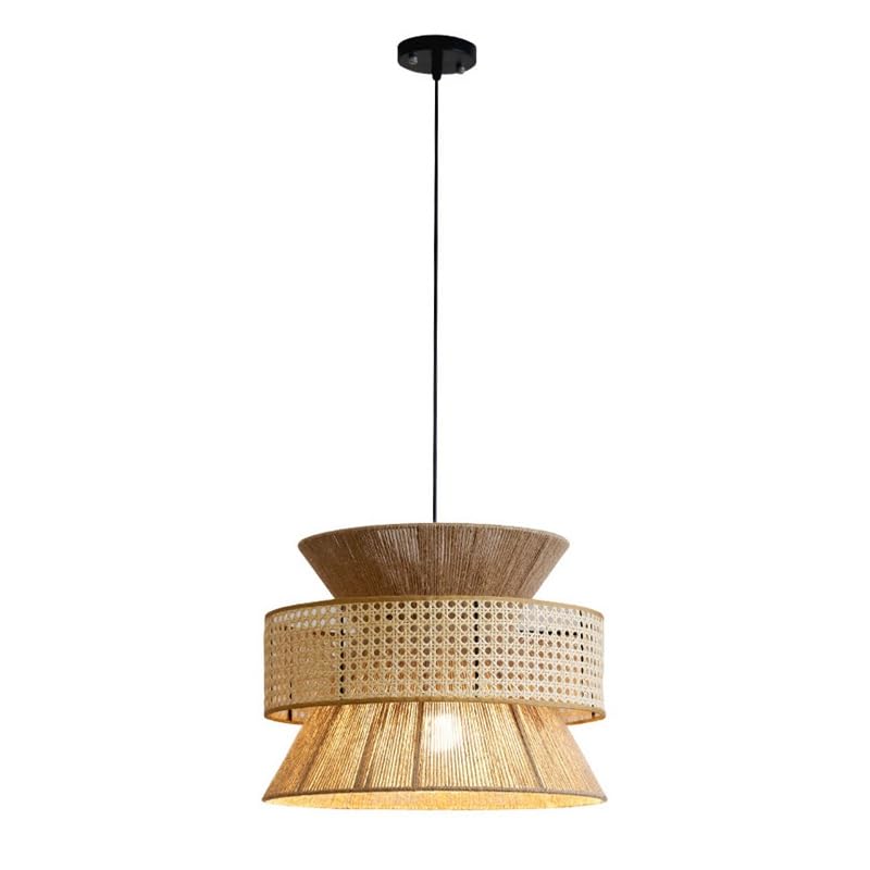Hanging lampe en rotin de style ancien rétro industriel