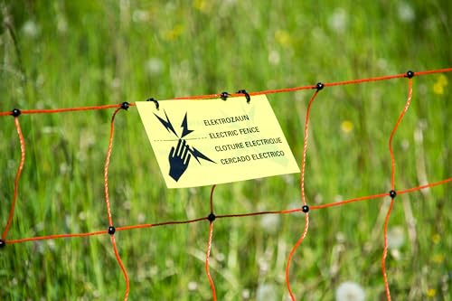 horizont Hundezaun 50m lang 90cm hoch, elektrifizierbar, Hundenetz, Zaun für Garten, Hundezaun Camping, 14 Kunststoffpfähle mit Doppelspitze, mobiler Hundezaun, Hundeauslauf