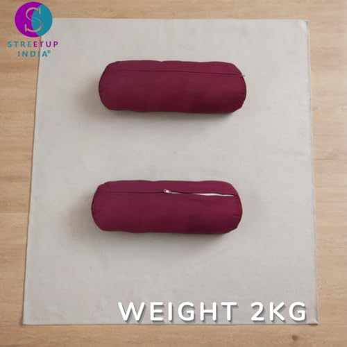 Image of Streetup India Yoga Bolster for Iyengar Yoga With Premium Cotton Washable Cover (Maroon, Standard)