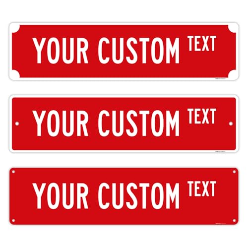 Custom Street Sign, Personalized Street Sign, Customizable Novelty Road Red with Border Sign, 32x8 Inches, ACM, Made in USA by Sigo Signs