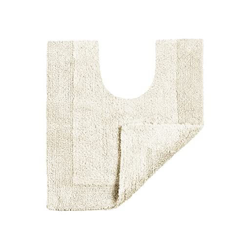 Allure Heavyweight Reversible Pedestal Toilet Mat, 100% Cotton, Super soft, Washable, Large Size 55cm x 55cm (Cream)