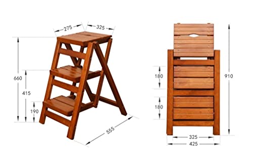 Taburete escalonado de madera maciza con acabado premium y estructura plegable de doble uso 6