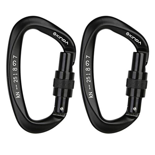 2 Pcs Mosquetões de Escalada com Travamento, Mosquetões para Serviço com Certificação CE 25KN (5620