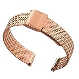 Cinturino for Orologio in Metallo Intrecciato, Comodo, Traspirante, Regolabile, Universale,Rose Gold-10mm