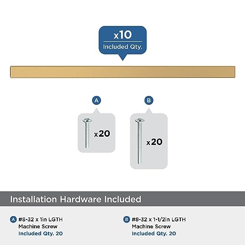Image of Amerock 10 Pack 6-5 /16 inch Bar Pulls Square Champagne Bronze Drawer Pull | 6-5 /16 inch (160mm) Center-to-Center Mounting Distance and 8-5 /8 inches Overall Length, Durable Zinc Cabinet Hardware