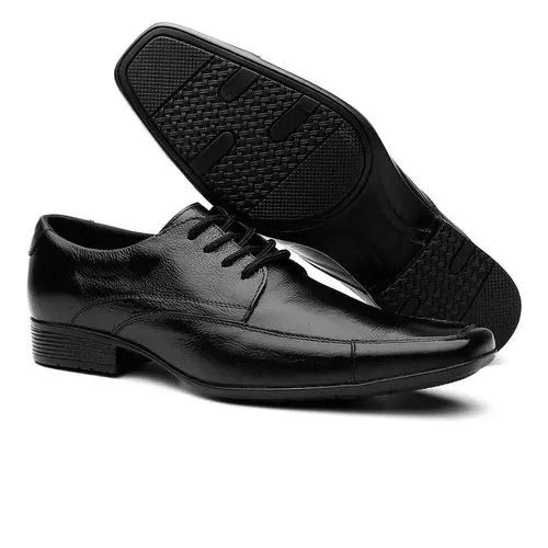 Kit 2 Pares Sapato Social de Couro Preto e Marrom com Solado de Borracha Costurado (40)