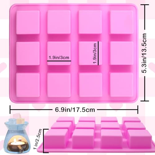 Wax Melts Molds Silicone，3 Pcs 12-Cavities Square Silicone Molds for Scented Soy Wax Melts,Candle Making,Baking Chocolate Truffles,Candy, Jelly,Ice Cube Tray by BZIDII - Image 2