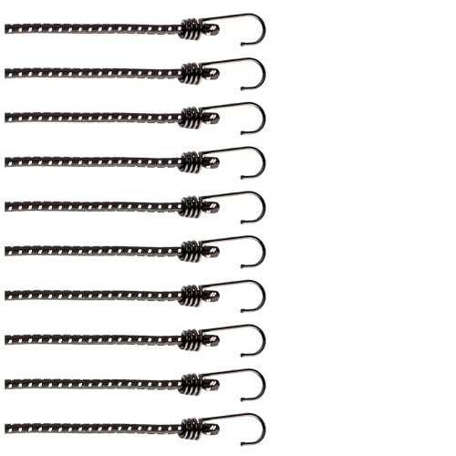 COM FOUR® Juego de 10 Correas de Goma con Tiras Reflectantes   Correas para Equipaje   Extensor con Ganchos   Correas para asegurar la Carga   Correas