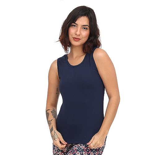 Camiseta Regata Feminina Algodão Leve Confortável (G, Preto)